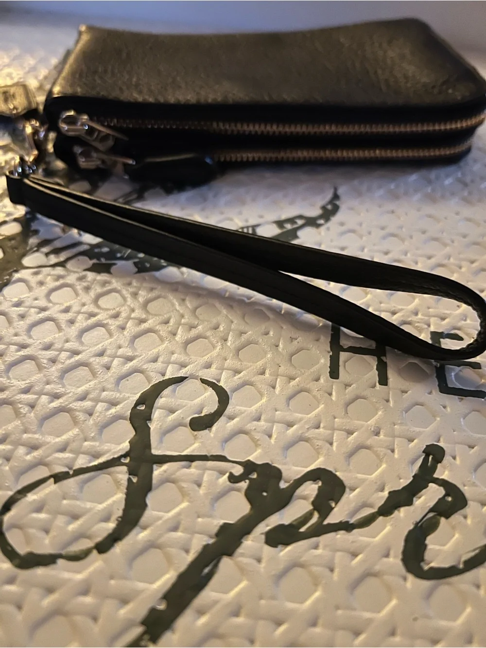 Coach Black Pebbled Leather Zip Wrist Pouch (Excellent Condition)